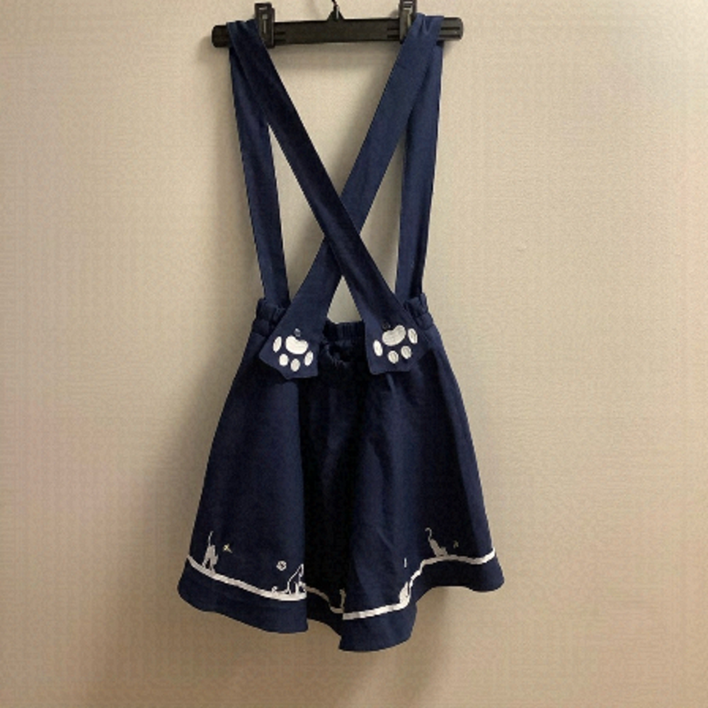 NAVY kitty cat skirt with suspenders. Size L